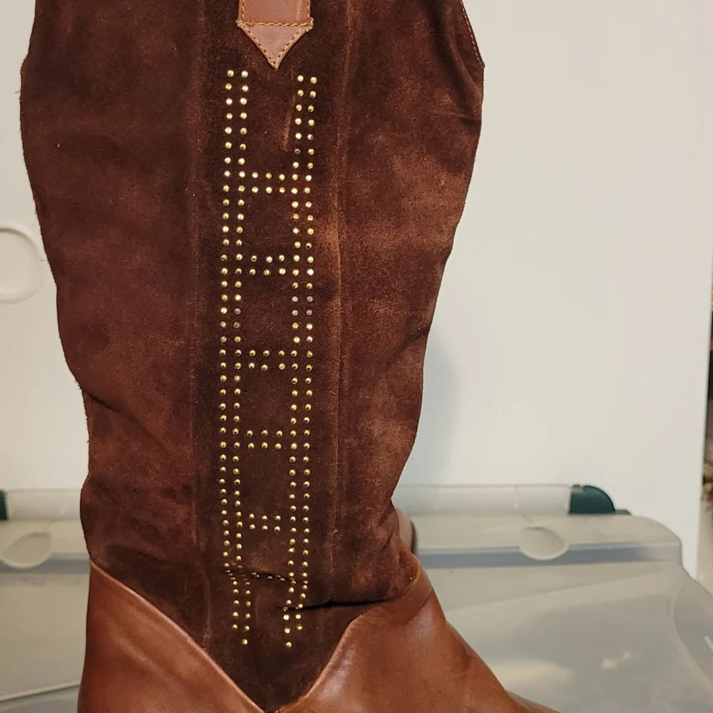 Pazzo Brown Western Leather Boots Size 10 Cowboy Style Pull Distressed Leather - Picture 6 of 9